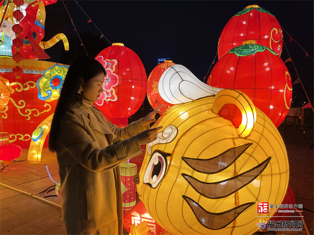 大型福虎花燈亮相福州花海公園